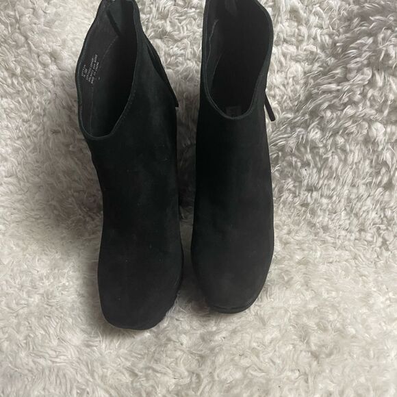 STEVE MADDEN Leather Black Suede Platform Heels ankle boots tassel accent SZ8.5 - Picture 5 of 14